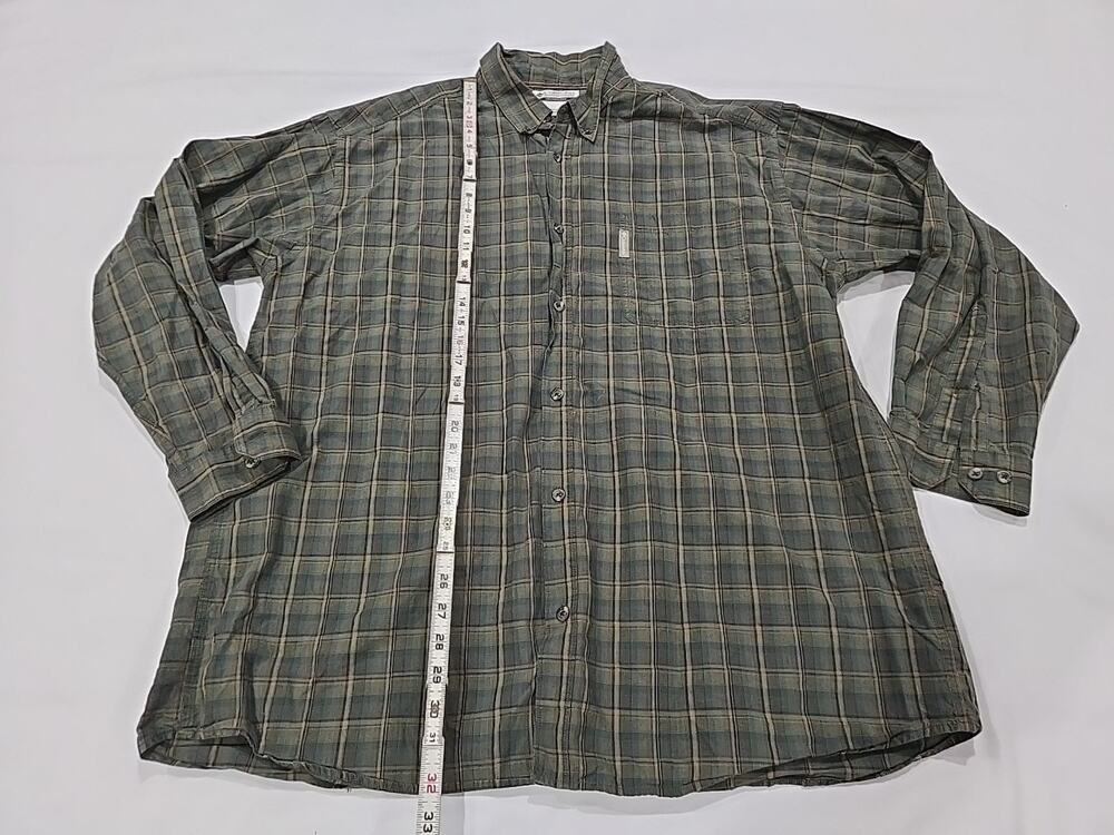 Columbia Mens Button Down Shirt 100% Cotton Green Plaid 2XL